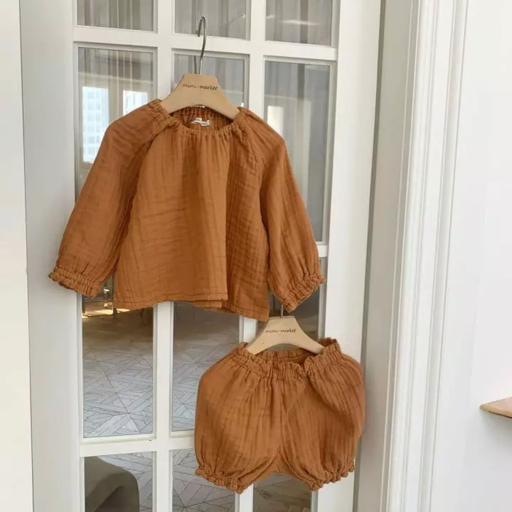 Mimi Market - Korean Baby Fashion - #babylifestyle - Caramel Top Bottom Set - 8