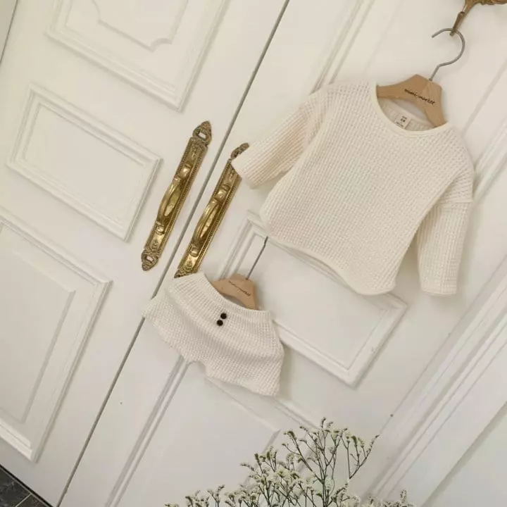 Mimi Market - Korean Baby Fashion - #babylifestyle - Big Waffle Top Bottom Set - 8