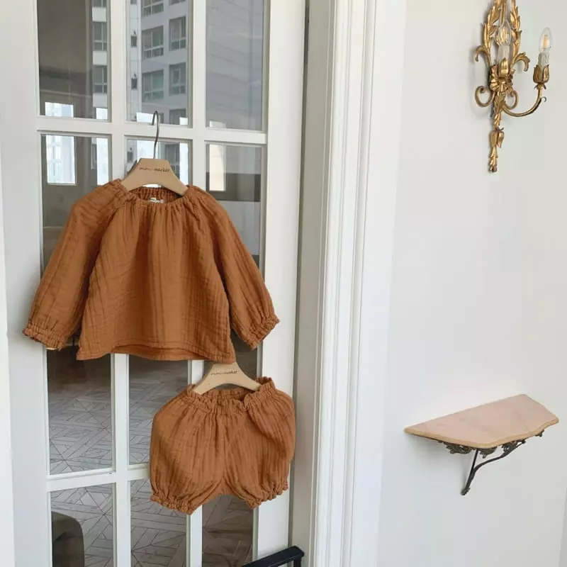 Mimi Market - Korean Baby Fashion - #babyoninstagram - Caramel Top Bottom Set - 11