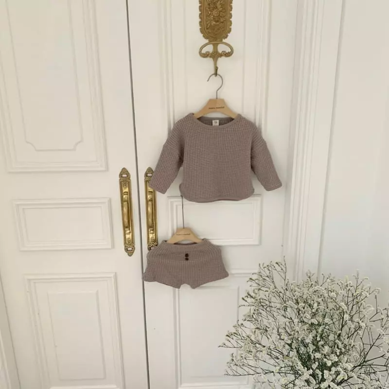 Mimi Market - Korean Baby Fashion - #babyootd - Big Waffle Top Bottom Set - 12