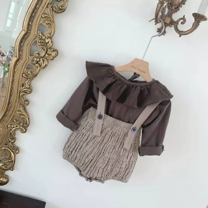 Mimi Market - Korean Baby Fashion - #onlinebabyboutique - Camel Dungarees - 2