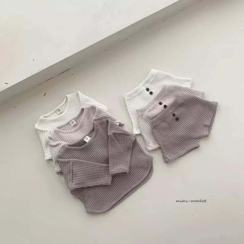 Mimi Market - Korean Baby Fashion - #onlinebabyboutique - Big Waffle Top Bottom Set