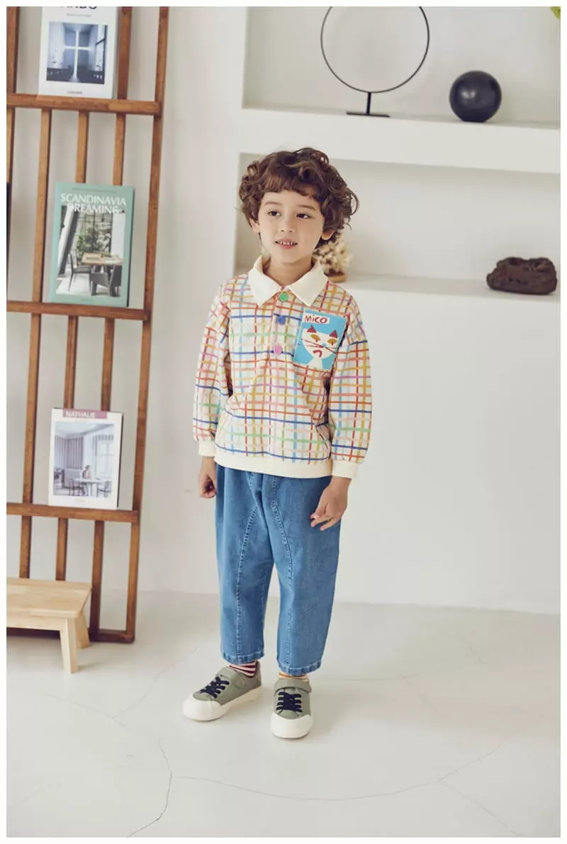 Mimico - Korean Children Fashion - #discoveringself - Check Paul Tee - 4