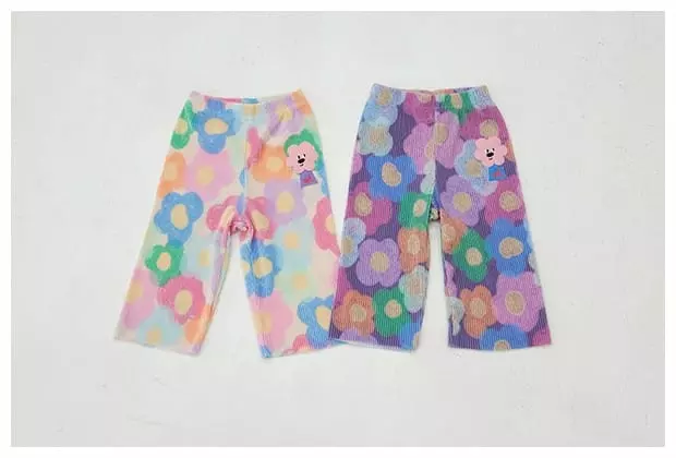 Mimico - Korean Children Fashion - #littlefashionista - Flower Velvet Pants - 11
