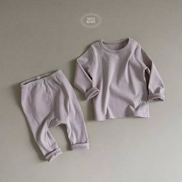 Mini Robe - Korean Baby Fashion - #babyboutique - Rib Top Bottom Set - 10