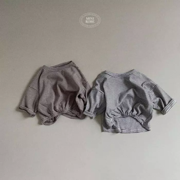 Mini Robe - Korean Baby Fashion - #babyboutique - Pin Stripes Shirring Tee - 8
