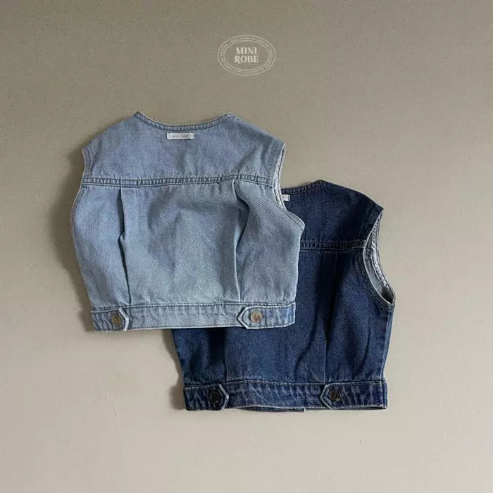 Mini Robe - Korean Baby Fashion - #babyboutique - Bijo Denim Vest - 7