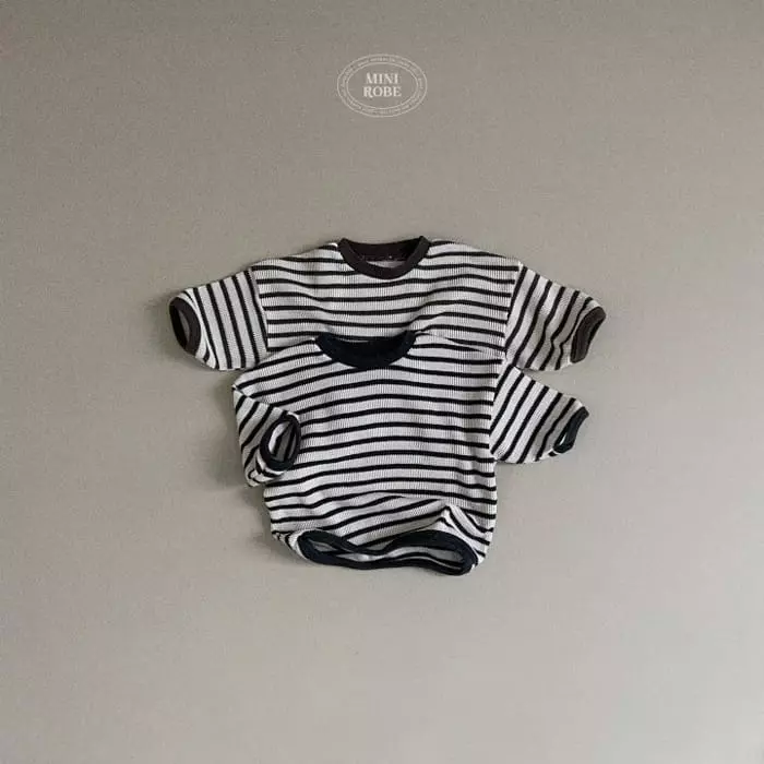 Mini Robe - Korean Baby Fashion - #babyboutiqueclothing - Waffle Stripes Sweatshirt - 5
