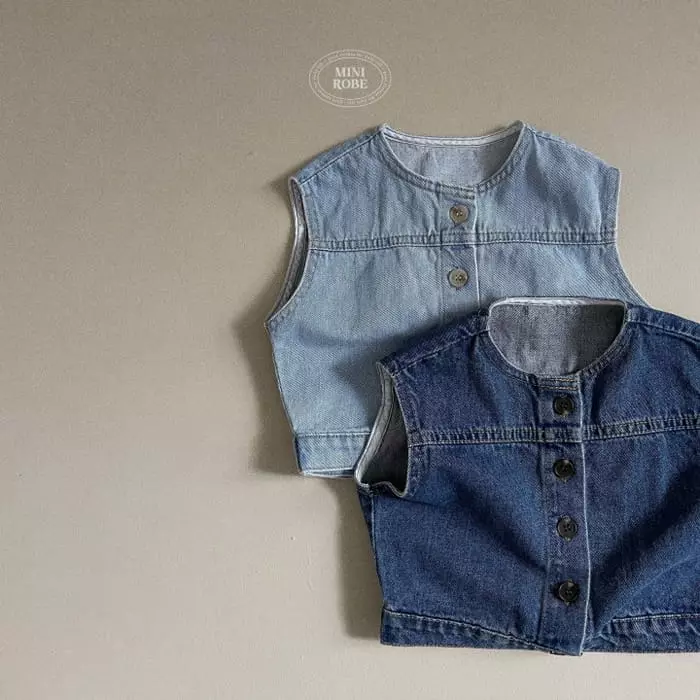 Mini Robe - Korean Baby Fashion - #babyboutiqueclothing - Bijo Denim Vest - 8