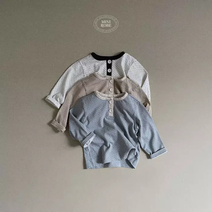Mini Robe - Korean Baby Fashion - #babyclothing - Dot Button Tee - 10