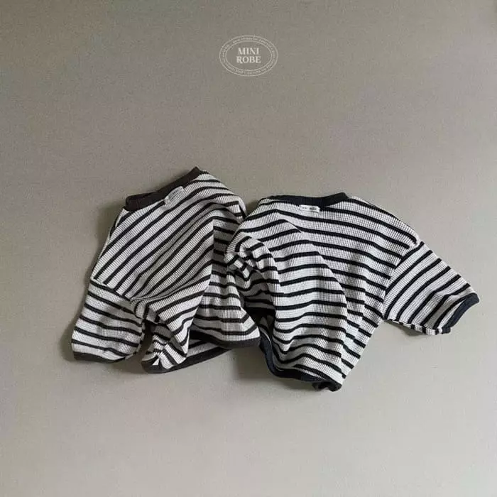 Mini Robe - Korean Baby Fashion - #babyclothing - Waffle Stripes Sweatshirt - 6