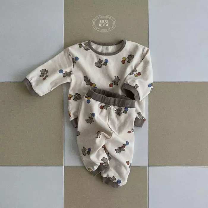 Mini Robe - Korean Baby Fashion - #babyclothing - Balloon Top Bottom Set - 2