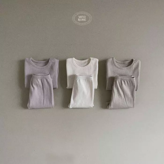 Mini Robe - Korean Baby Fashion - #babyclothing - Rib Top Bottom Set - 12
