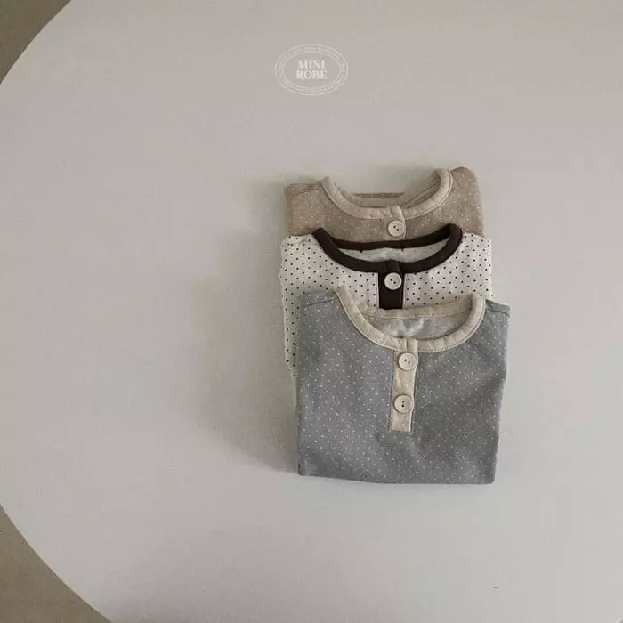 Mini Robe - Korean Baby Fashion - #babyfashion - Dot Button Tee - 11