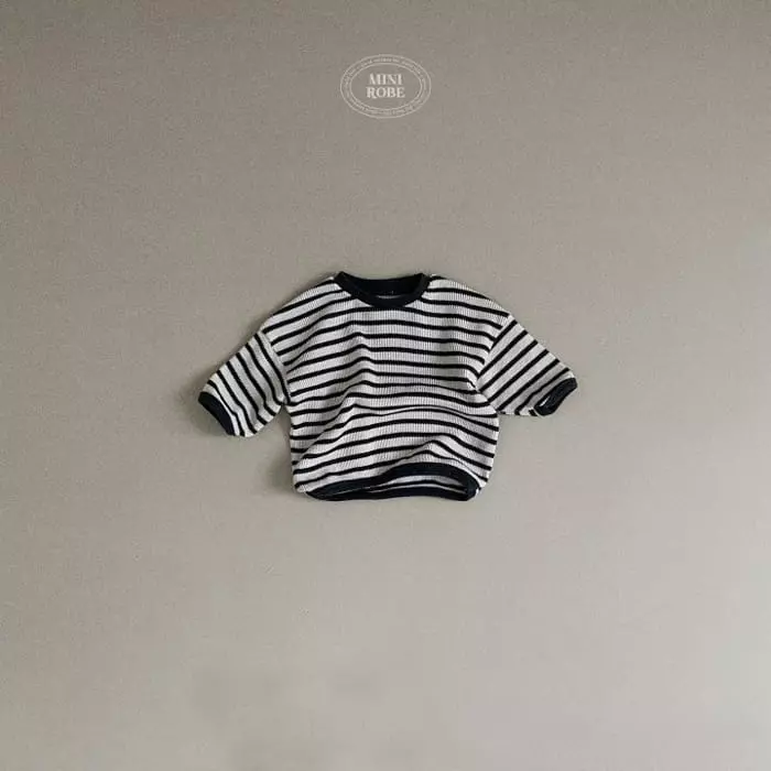 Mini Robe - Korean Baby Fashion - #babyfashion - Waffle Stripes Sweatshirt - 7