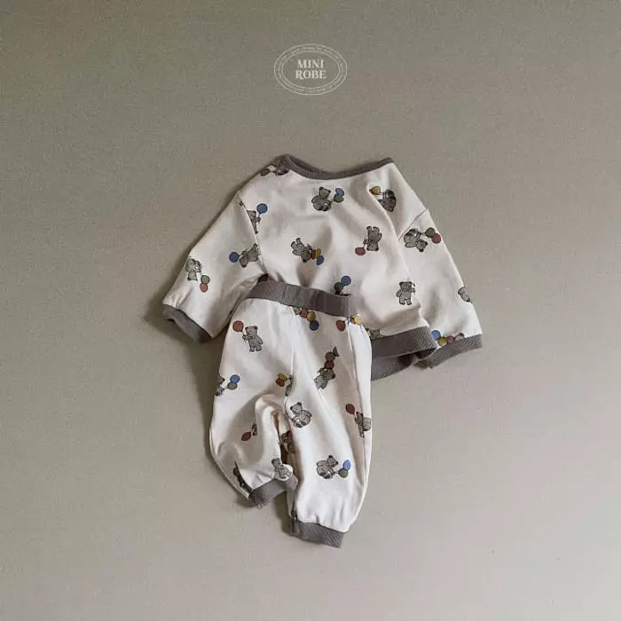 Mini Robe - Korean Baby Fashion - #babyfashion - Balloon Top Bottom Set - 3