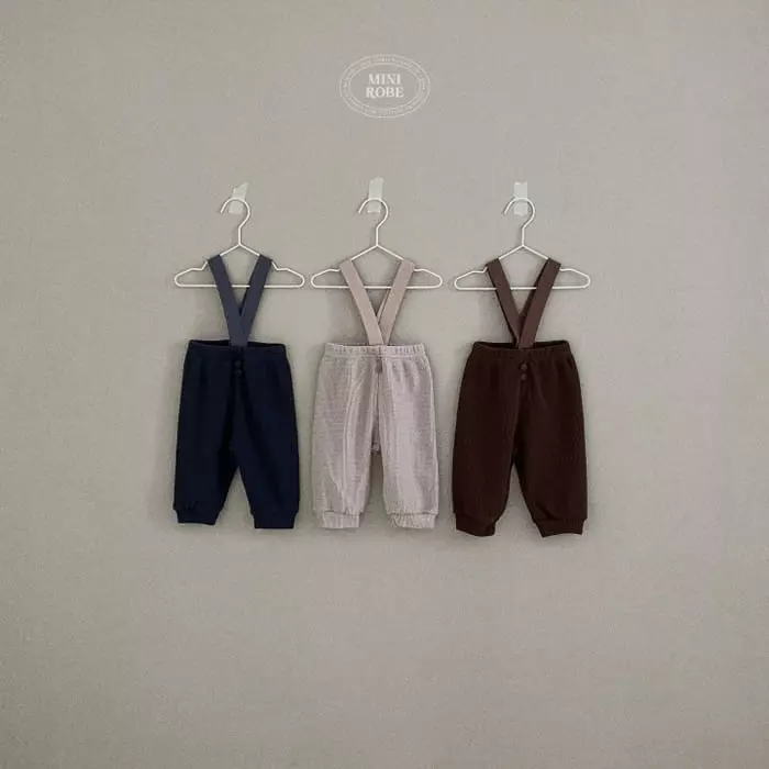 Mini Robe - Korean Baby Fashion - #babyfashion - Dungarees Waffle Pants - 2