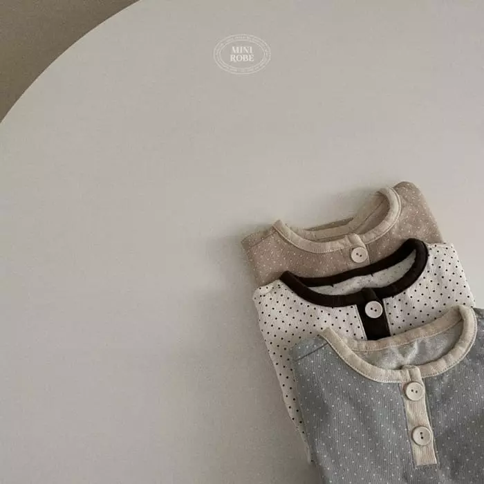 Mini Robe - Korean Baby Fashion - #babyfever - Dot Button Tee - 12