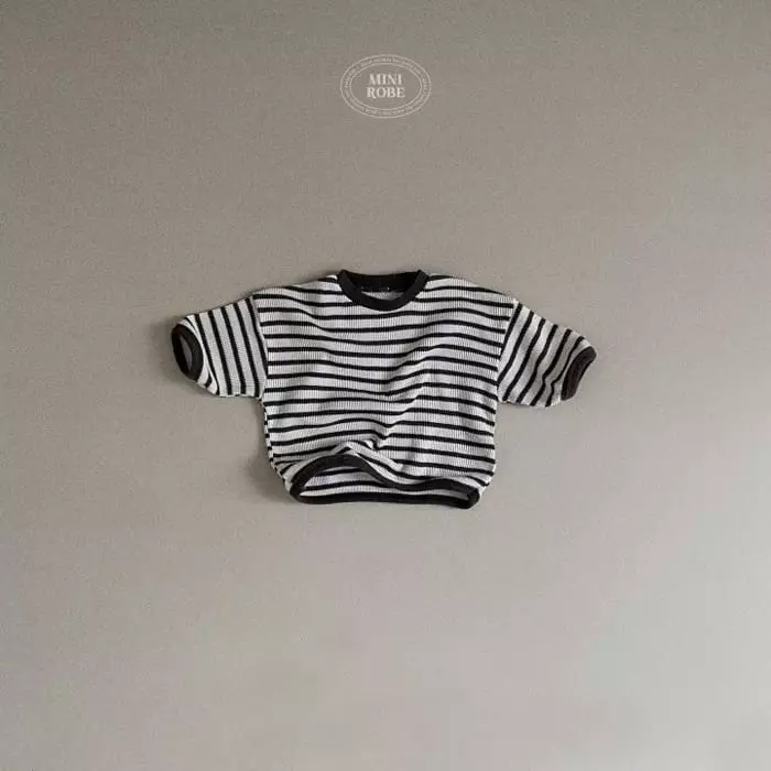 Mini Robe - Korean Baby Fashion - #babyfever - Waffle Stripes Sweatshirt - 8