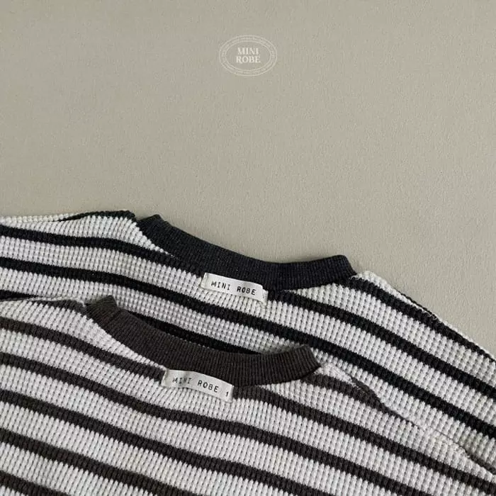 Mini Robe - Korean Baby Fashion - #babygirlfashion - Waffle Stripes Sweatshirt - 9