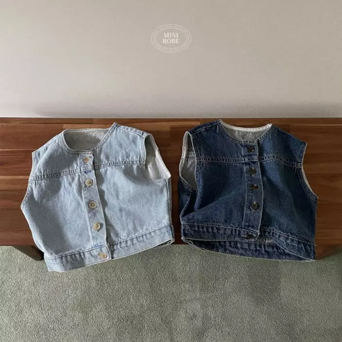 Mini Robe - Korean Baby Fashion - #babygirlfashion - Bijo Denim Vest - 12