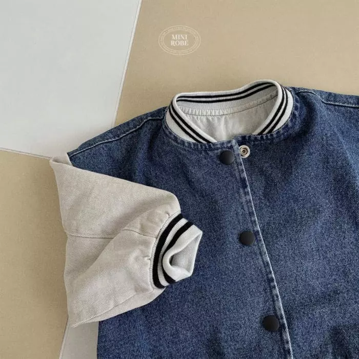 Mini Robe - Korean Baby Fashion - #babygirlfashion - Denim Banding Jumper