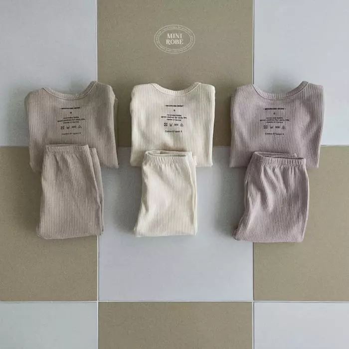 Mini Robe - Korean Baby Fashion - #babylifestyle - Rib Top Bottom Set