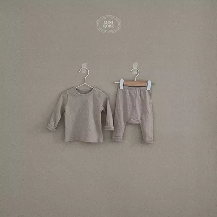 Mini Robe - Korean Baby Fashion - #babyoninstagram - Rib Top Bottom Set - 2