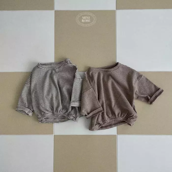 Mini Robe - Korean Baby Fashion - #babyoninstagram - Pin Stripes Shirring Tee