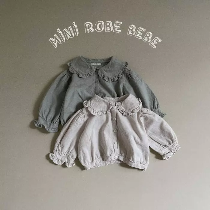 Mini Robe - Korean Baby Fashion - #babyoninstagram - Peach Frill Blouse