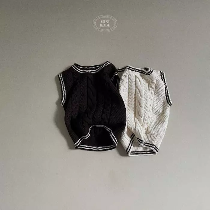 Mini Robe - Korean Baby Fashion - #babyoninstagram - Twist Knit Vest - 2