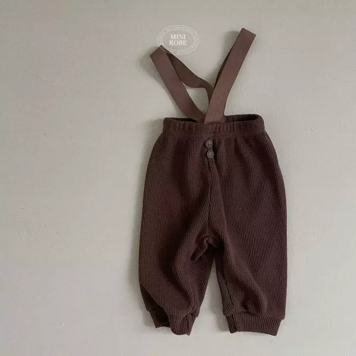 Mini Robe - Korean Baby Fashion - #babyoninstagram - Dungarees Waffle Pants - 6