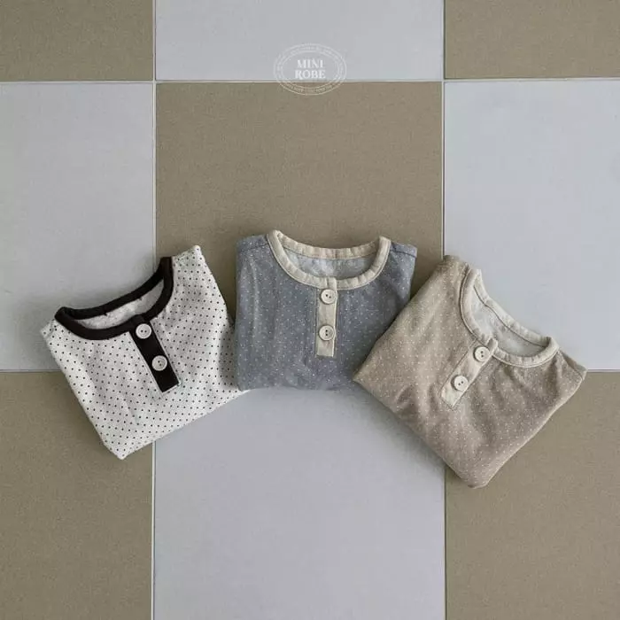 Mini Robe - Korean Baby Fashion - #babyootd - Dot Button Tee