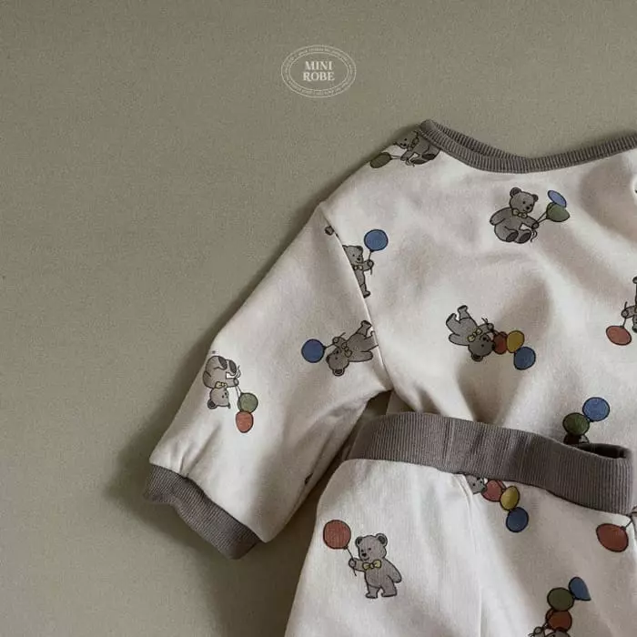 Mini Robe - Korean Baby Fashion - #babyootd - Balloon Top Bottom Set - 8