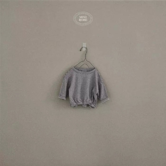 Mini Robe - Korean Baby Fashion - #babyootd - Pin Stripes Shirring Tee - 2