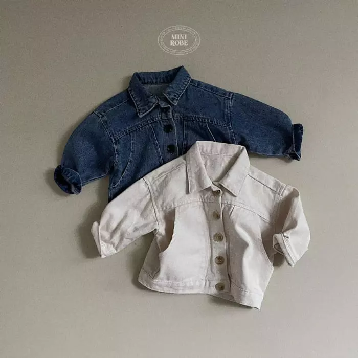 Mini Robe - Korean Baby Fashion - #babyootd - Pocket Denim Jacket