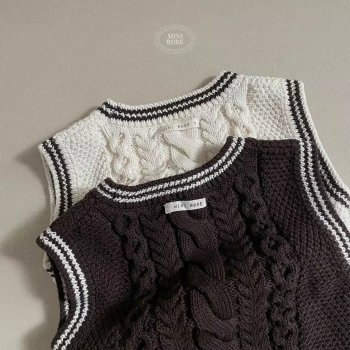 Mini Robe - Korean Baby Fashion - #babyootd - Twist Knit Vest - 3