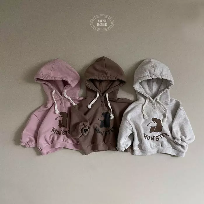 Mini Robe - Korean Baby Fashion - #babyootd - Monster Hoody Tee - 2