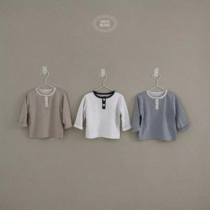 Mini Robe - Korean Baby Fashion - #babyoutfit - Dot Button Tee - 3
