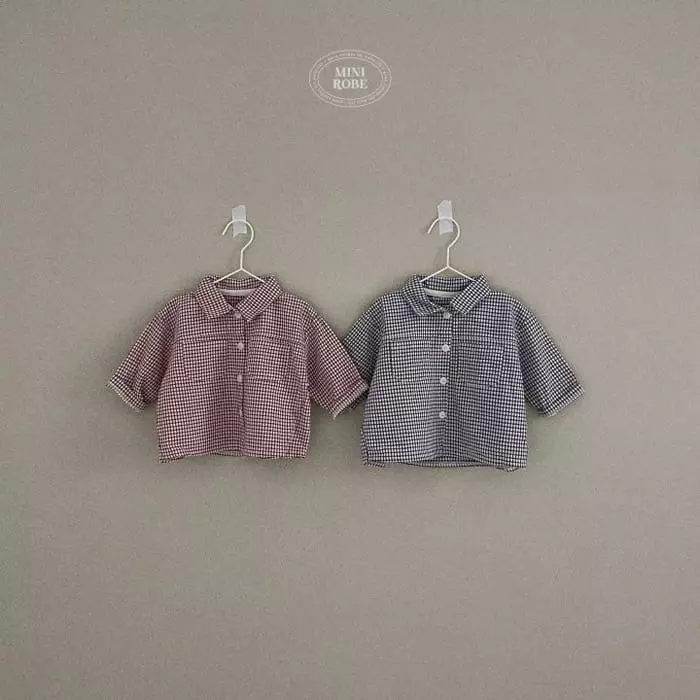 Mini Robe - Korean Baby Fashion - #babyoutfit - Mini Check Shirt - 5
