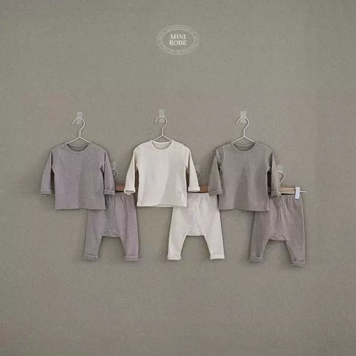 Mini Robe - Korean Baby Fashion - #babyoutfit - Rib Top Bottom Set - 5