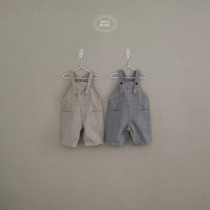 Mini Robe - Korean Baby Fashion - #babyoutfit - Stripes Overalls - 2