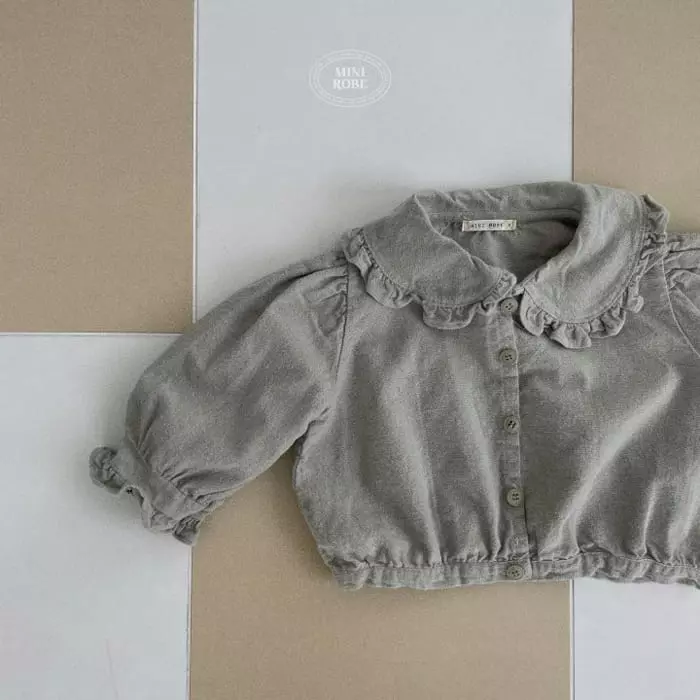 Mini Robe - Korean Baby Fashion - #babyoutfit - Peach Frill Blouse - 4