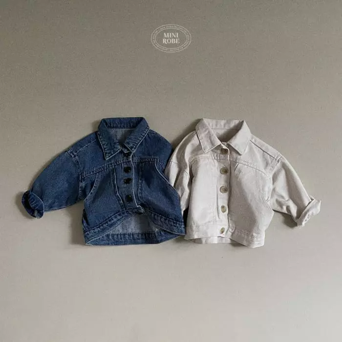 Mini Robe - Korean Baby Fashion - #babyoutfit - Pocket Denim Jacket - 2