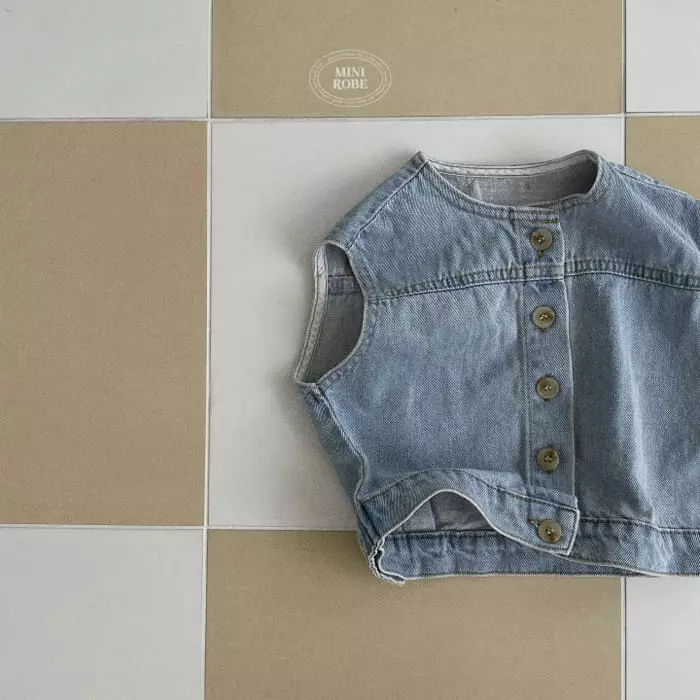Mini Robe - Korean Baby Fashion - #babyoutfit - Bijo Denim Vest