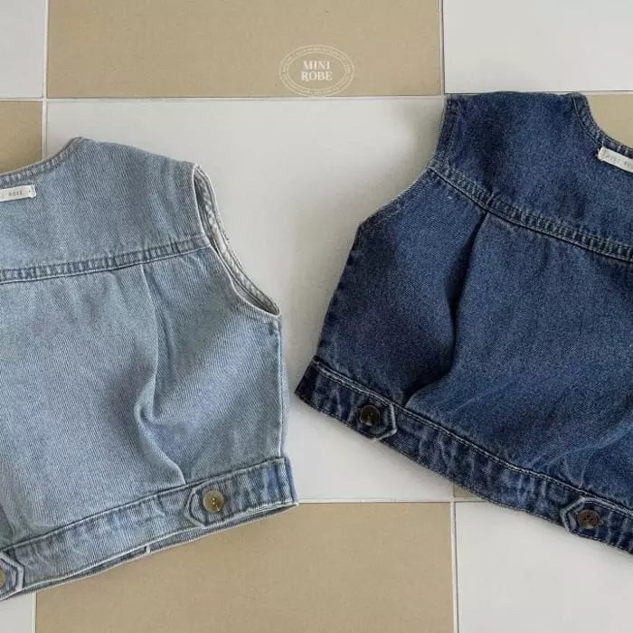 Mini Robe - Korean Baby Fashion - #babyoutfit - Bijo Denim Vest - 2