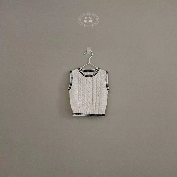 Mini Robe - Korean Baby Fashion - #babyoutfit - Twist Knit Vest - 5