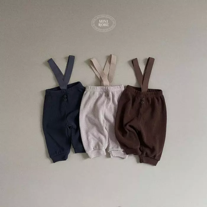 Mini Robe - Korean Baby Fashion - #babyoutfit - Dungarees Waffle Pants - 9