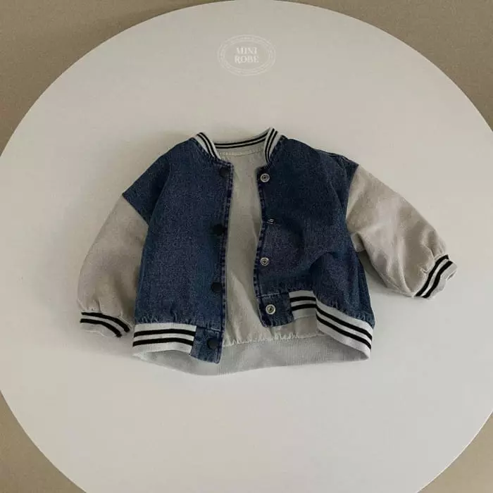 Mini Robe - Korean Baby Fashion - #babyoutfit - Denim Banding Jumper - 5