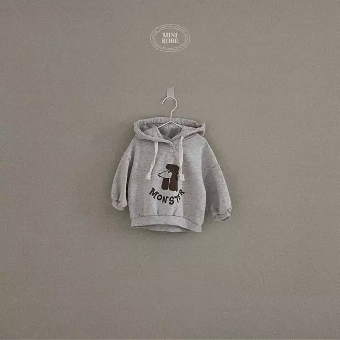 Mini Robe - Korean Baby Fashion - #babyoutfit - Monster Hoody Tee - 3